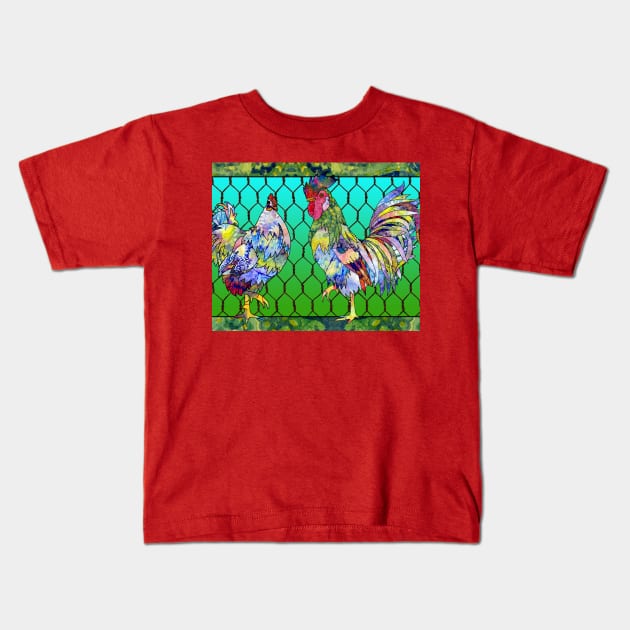 Hen and Rooster Kids T-Shirt by Zodiart